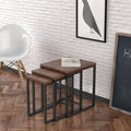 3 pcs Nesting Table Metal Legs Wood Top Walnut A68751