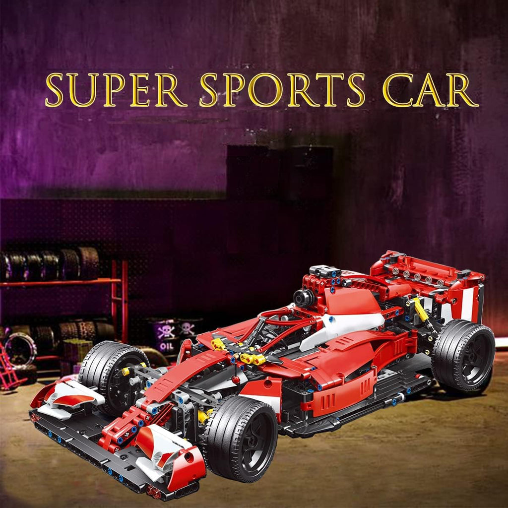 Red Super Sports Car MOC Building Blocks Toys, 1:10 Scale Model Car Kits (1250 Pcs) X5452