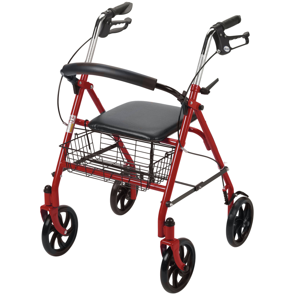 Red Four Wheel Rollator Walker with Fold Up Removable Back Support V9553