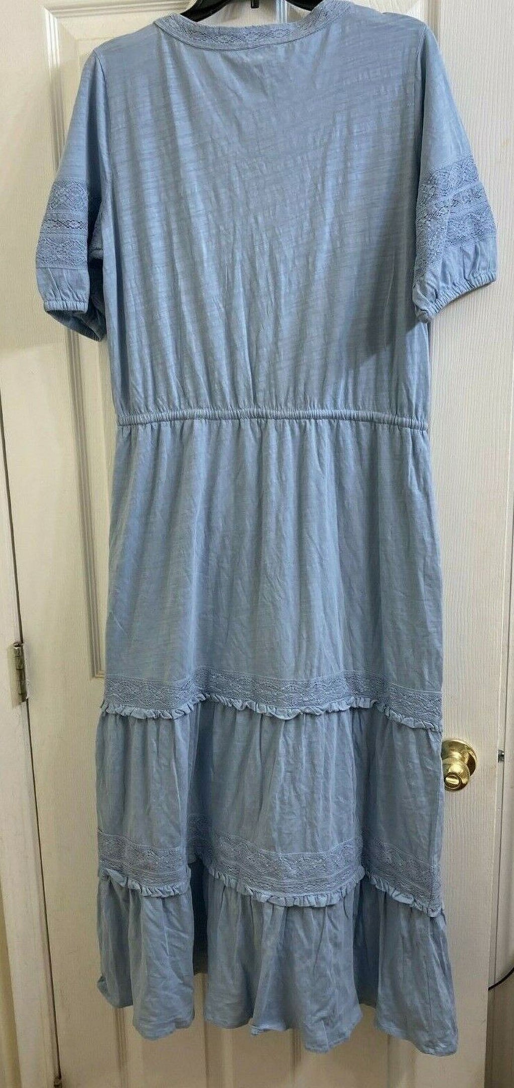 Blue Maxi Lace Trim Dress Z96795