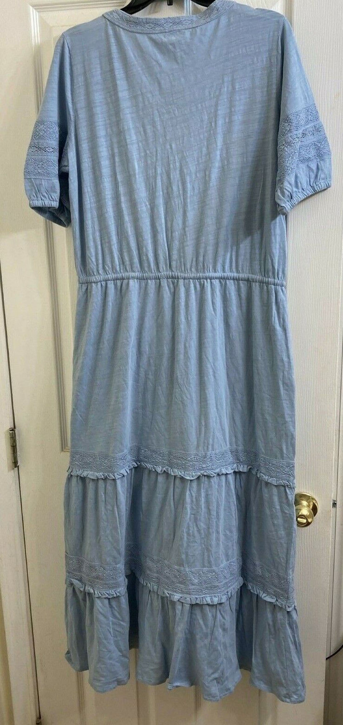 Blue Maxi Lace Trim Dress Z96795