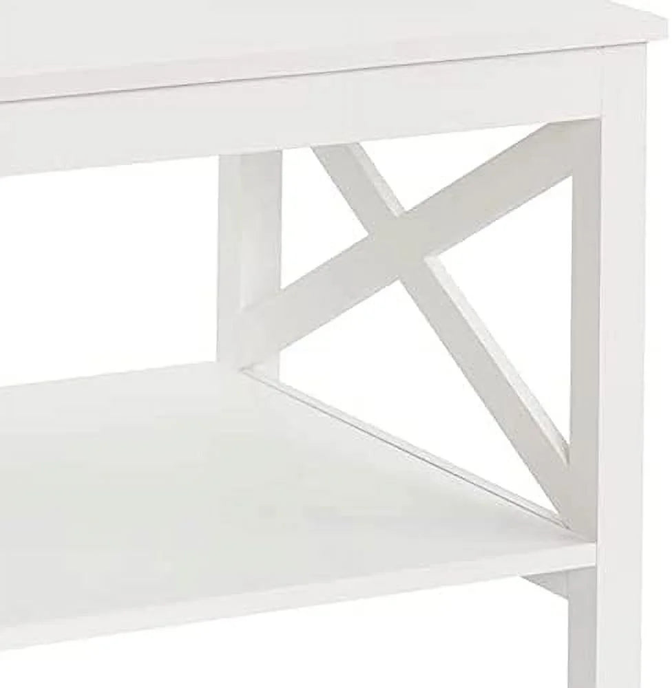 White Wood Coffee Table with Shelf F75650
