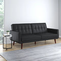 Black Faux Leather Futon U91122