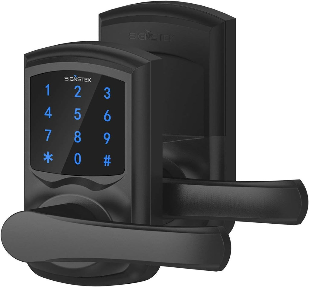 Matte Black Digital Touchscreen Keypad Door Lock with Hidden Mechanical Key C432