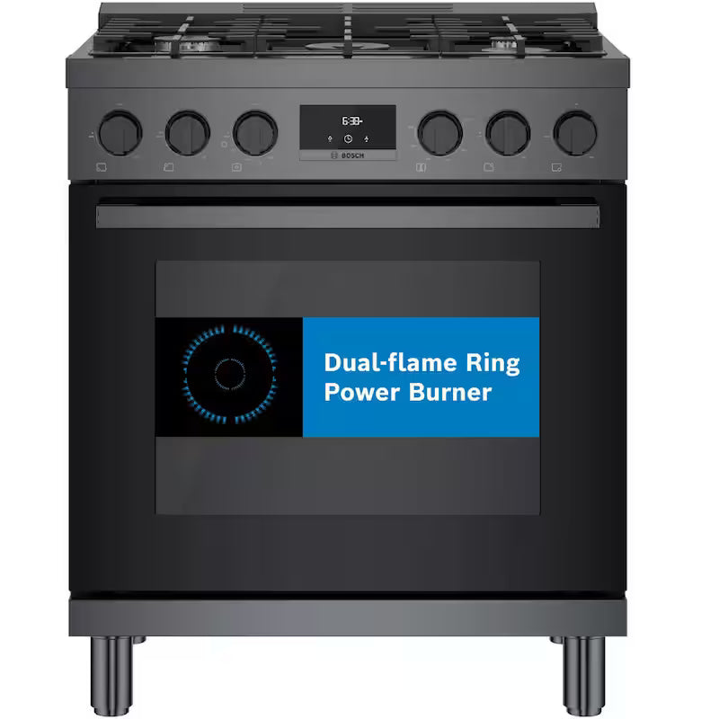 30 in. 3.7 cu. ft. Gas Range with 5-Burners in Black Stainless Steel W1340