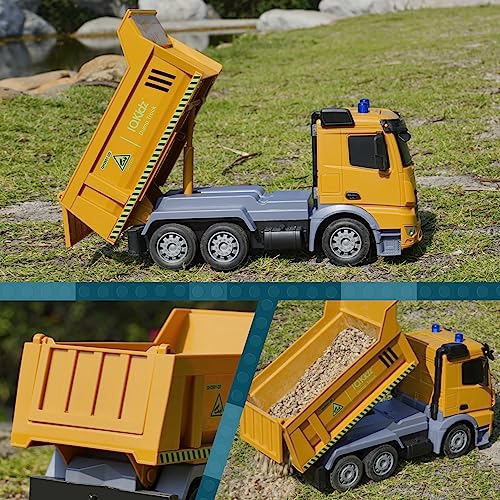 Remote Control Dump Truck Toy with Blue Warning Lights I5518