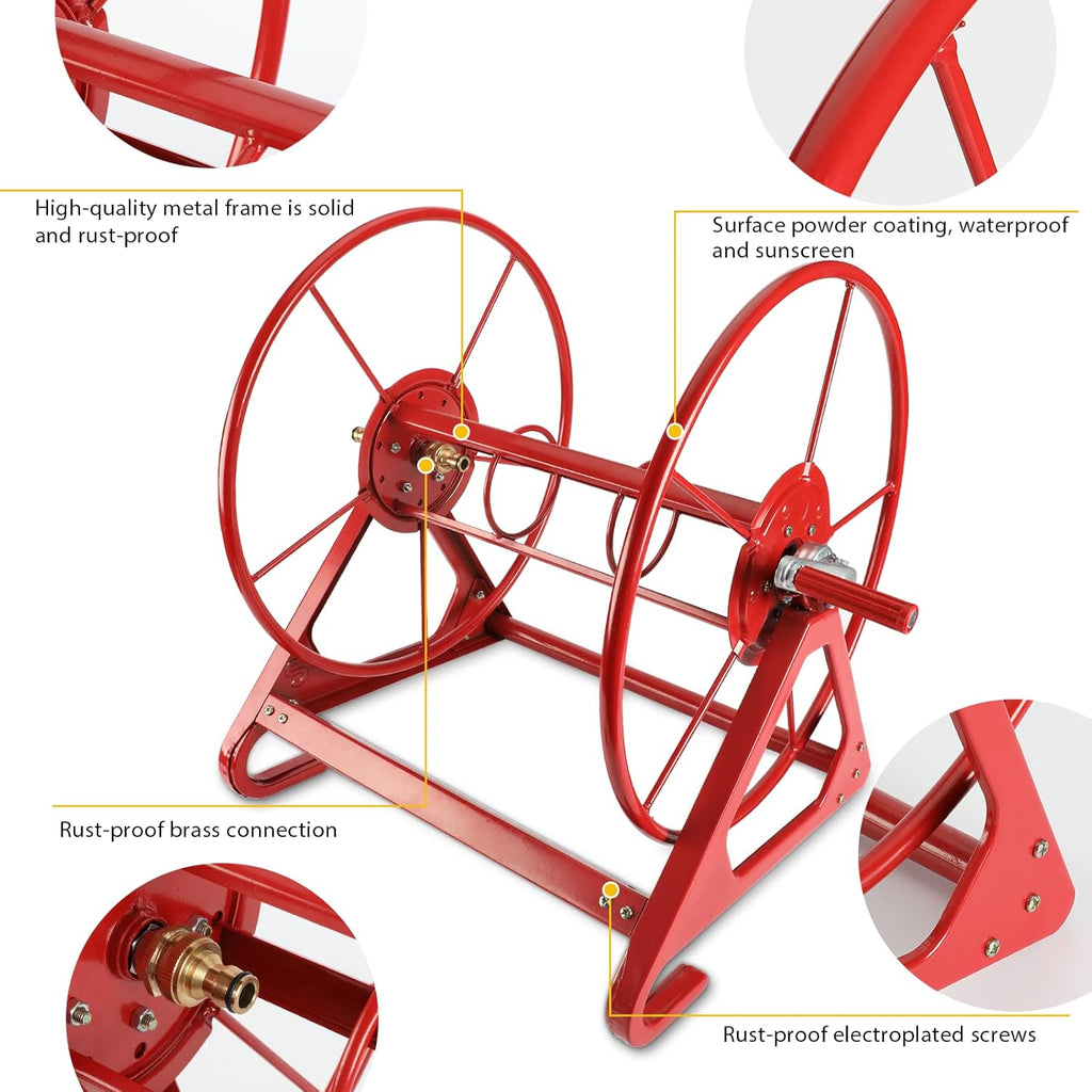 Heavy Duty Wall Mounted Garden Hose Reel Holder for 200 FT 3/4 Inch Hose M60489