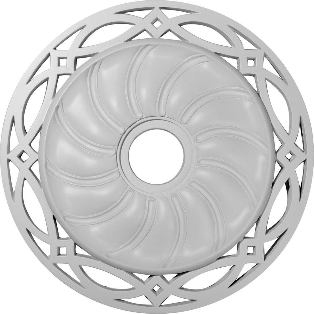 26 5/8x22OD x 4 1/2x22ID x 1 3/8x22P Hand-Painted Silver Ceiling Medallion U6129