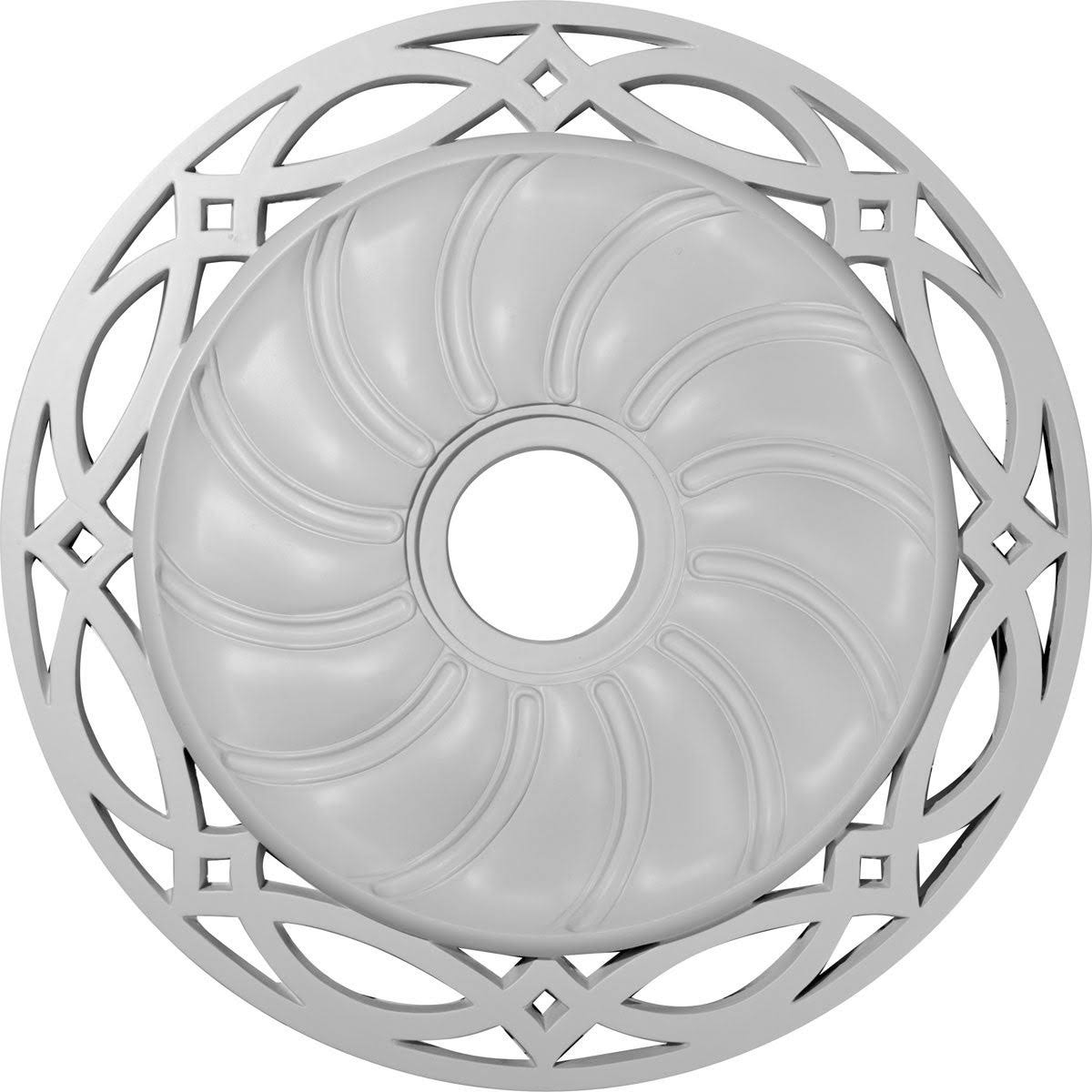 26 5/8x22OD x 4 1/2x22ID x 1 3/8x22P Hand-Painted Silver Ceiling Medallion U6129