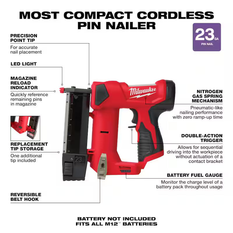 12-Volt 23-Gauge Cordless Pin Nailer with 6.0Ah and 3.0Ah Battery Packs X8241