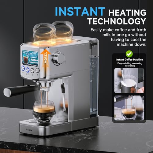 20 Bar Compact Stainless Steel Espresso Machine with Milk Frother E84144