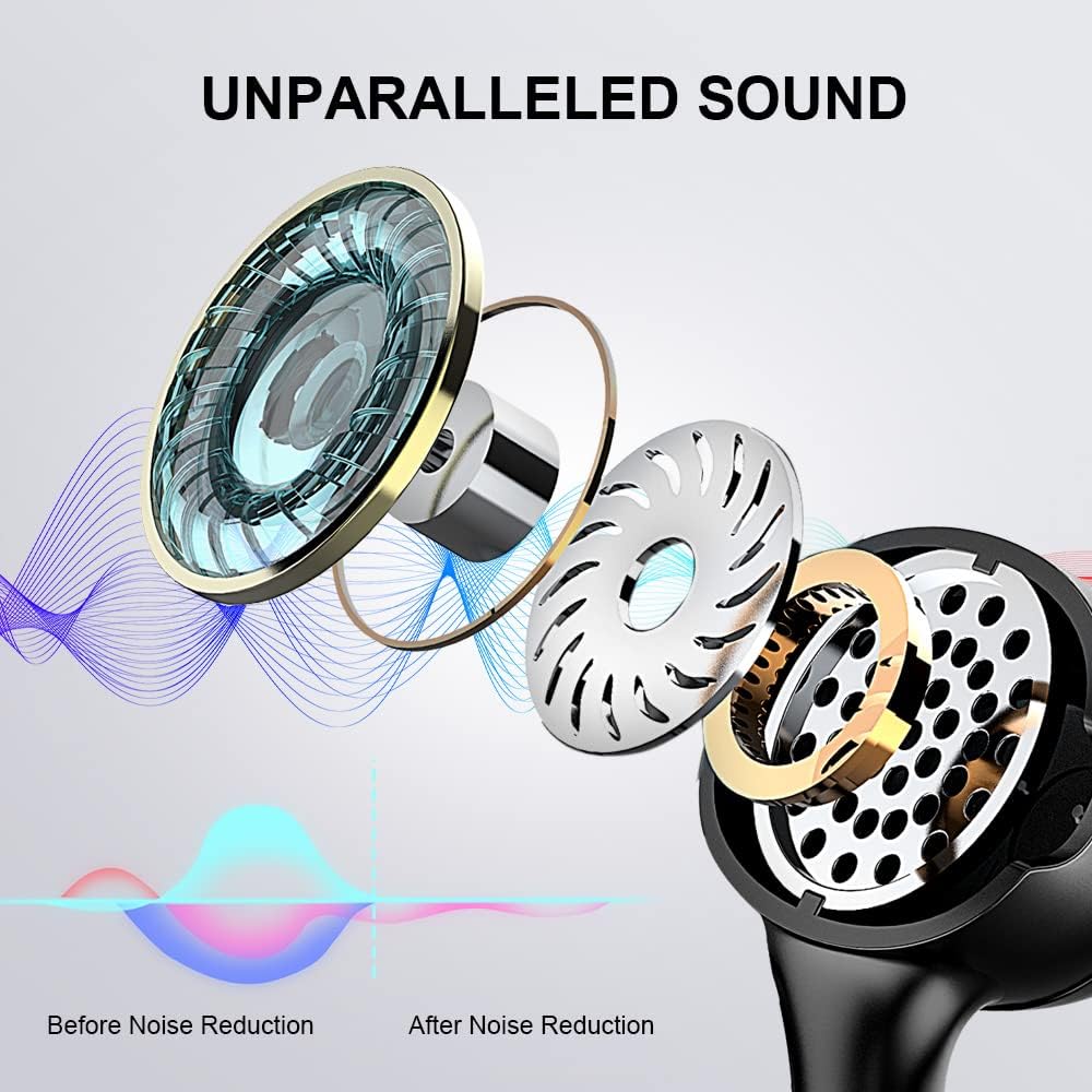 Wireless Bluetooth 5.1 Earbuds with Earhooks, Noise Cancelling Microphone, IP7 Waterproof Headset N3297