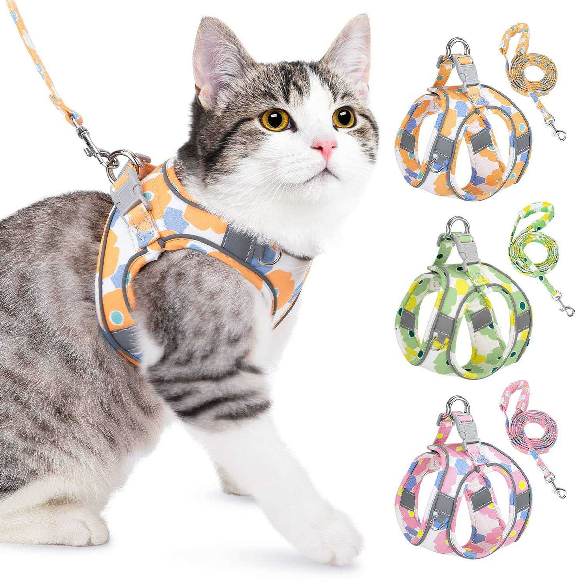 Heavy Duty Adjustable Reflective Dog Harness and Leash P9479