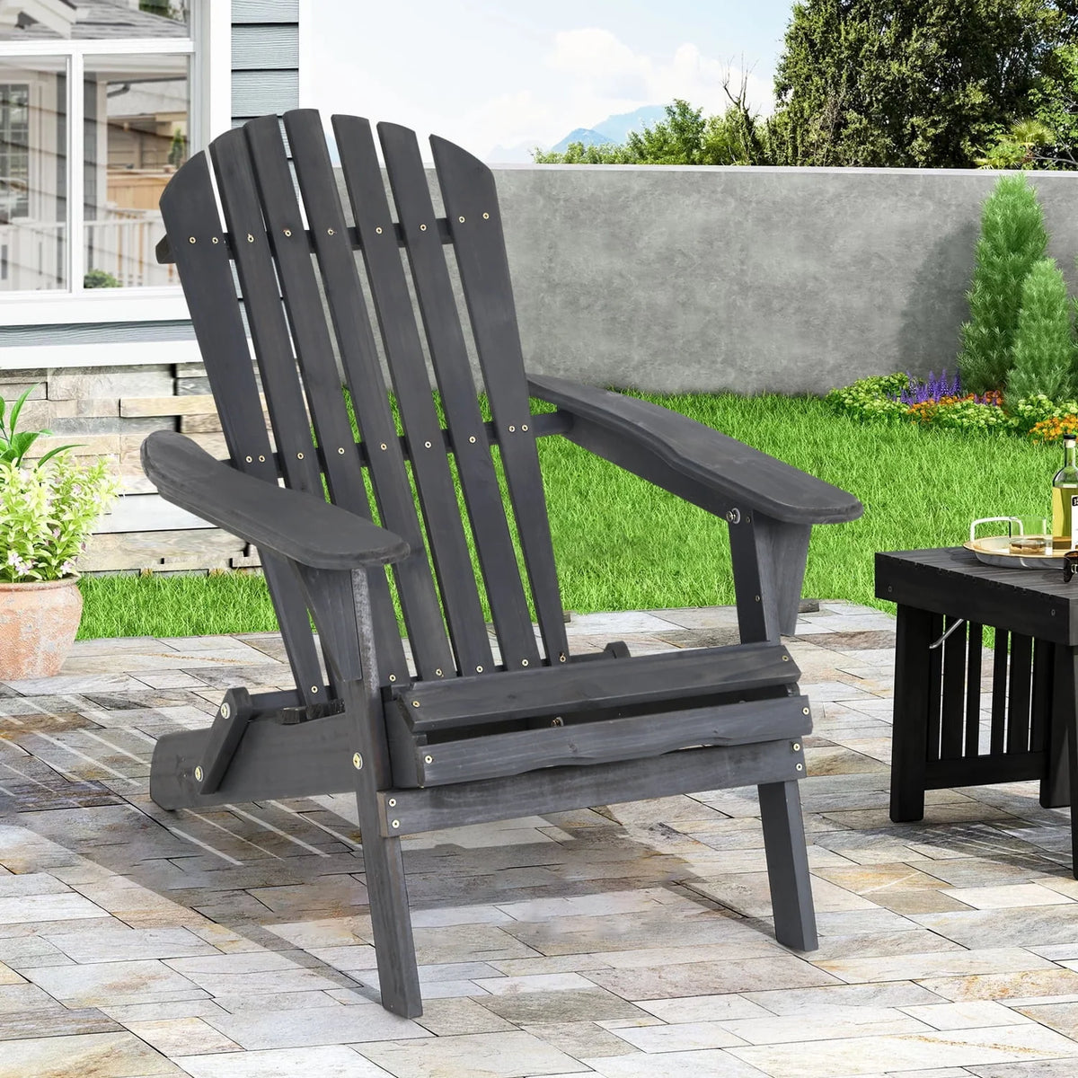 Folding Adirondack Chair Set of 2 Grey S2839