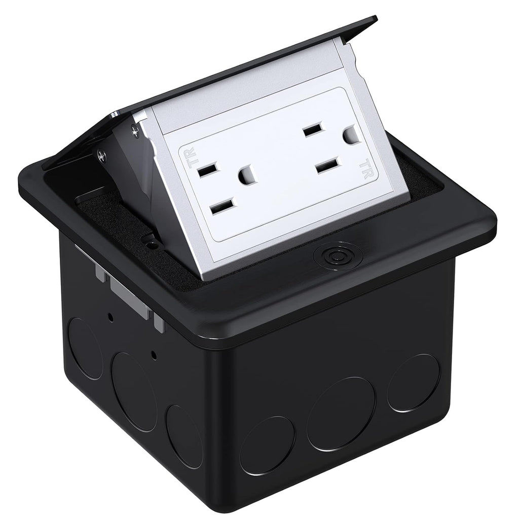 Brushed Nickel Pop Up Floor Outlet Box with Tamper-Resistant Receptacle, Pack of 2 U3949