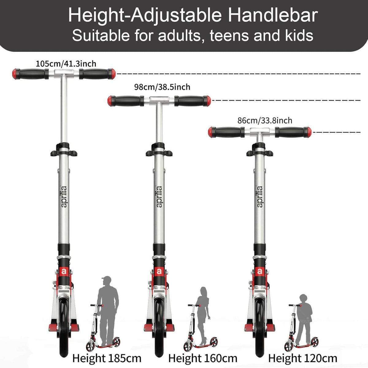 Foldable Kick Scooter with Big Wheel, 4 Level Height Adjustable C27954