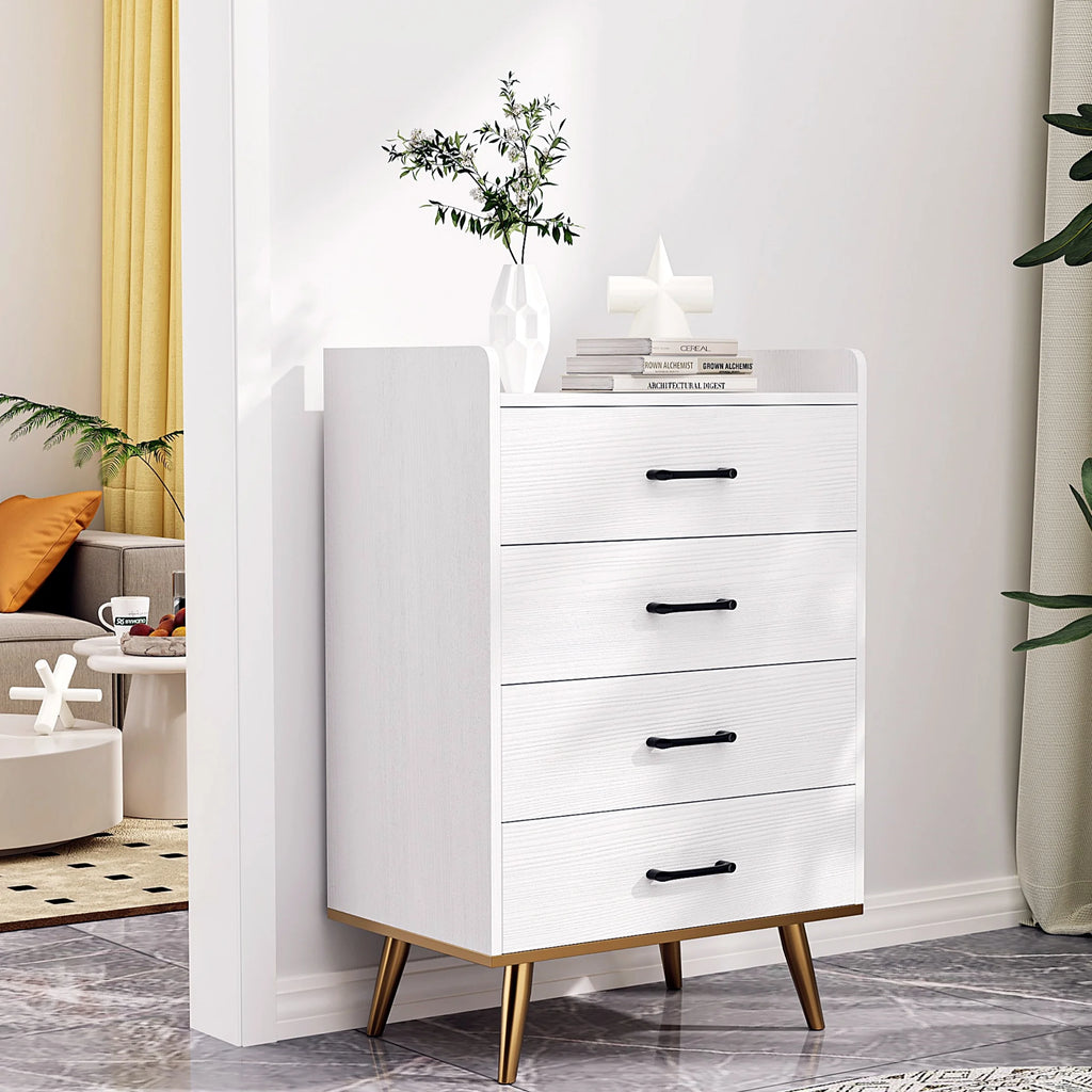 White 4 Drawer Wood Dresser L51312