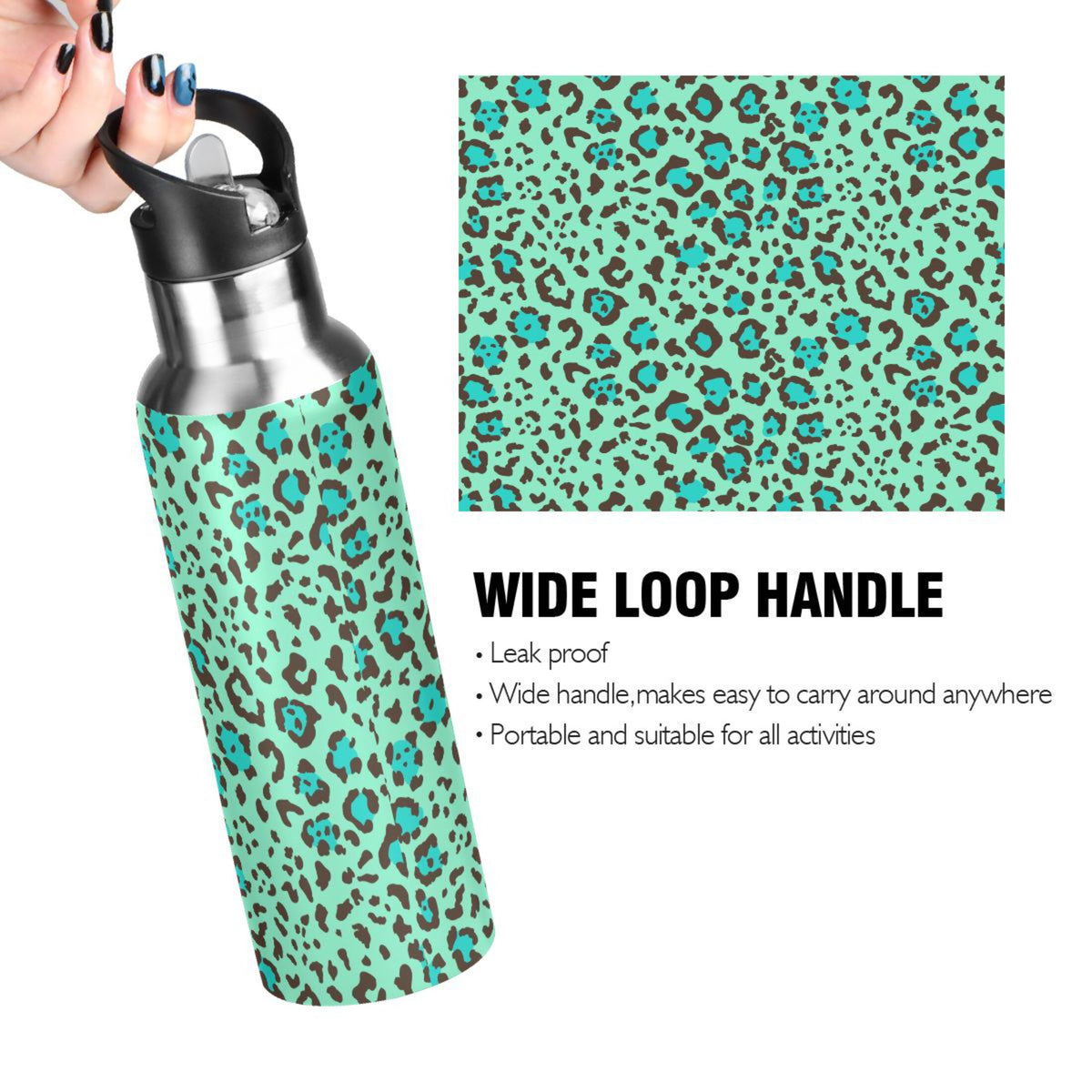 20 OZ Stainless Steel Vacuum Insulated Water Bottle with Straw Lid Q610
