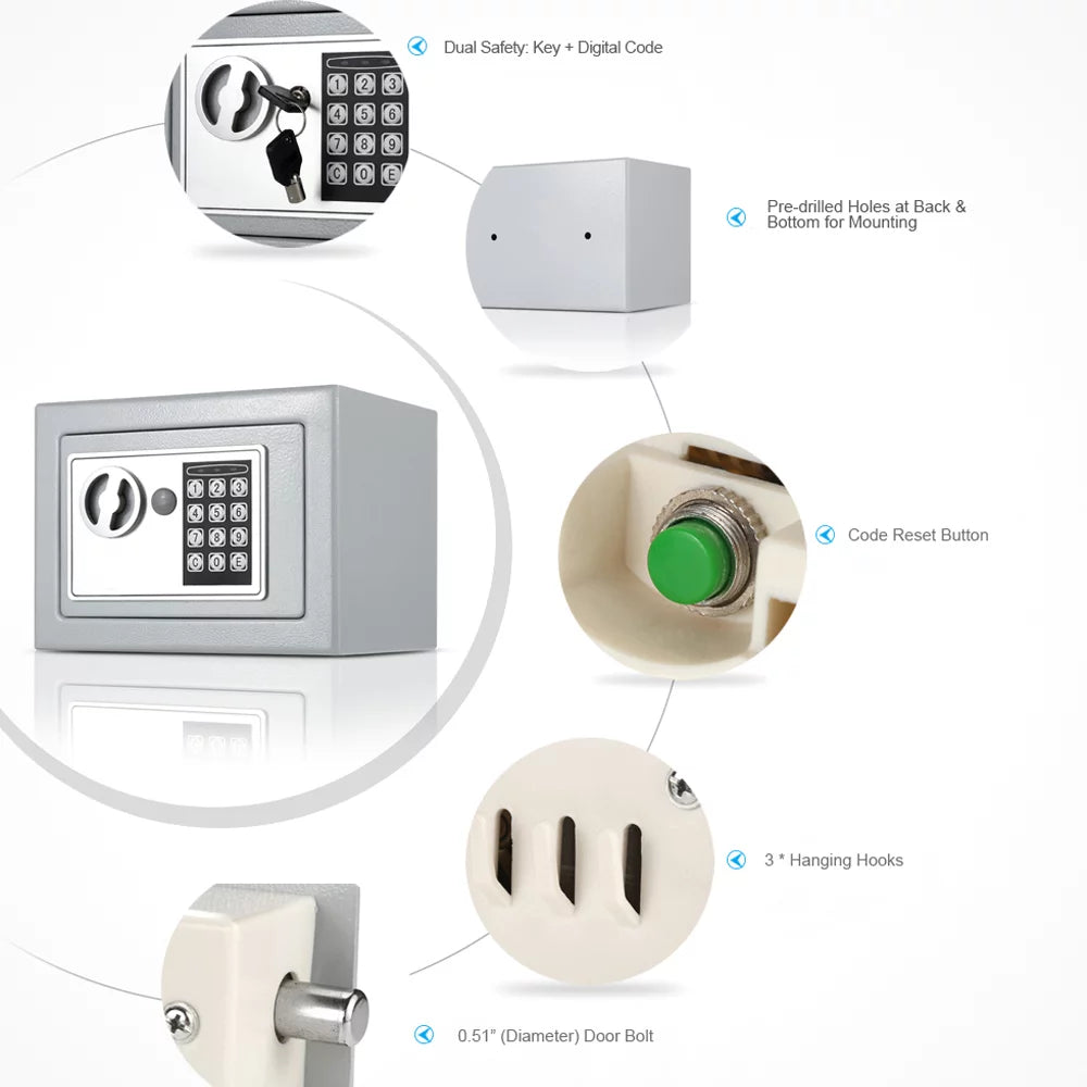 Digital Safe Box with Keypad and Key Lock K749110