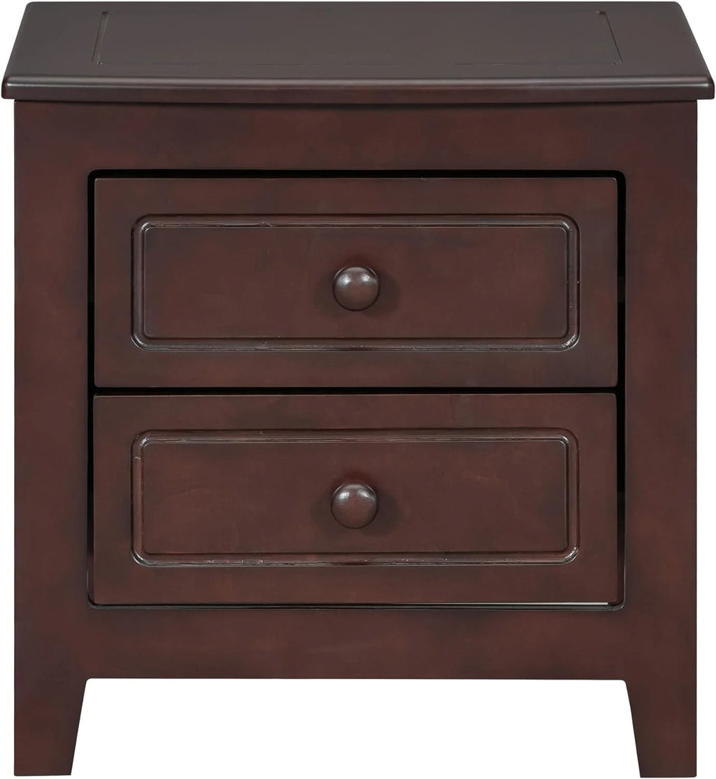 Dark Walnut 2 Drawer Solid Wood Nightstand K804
