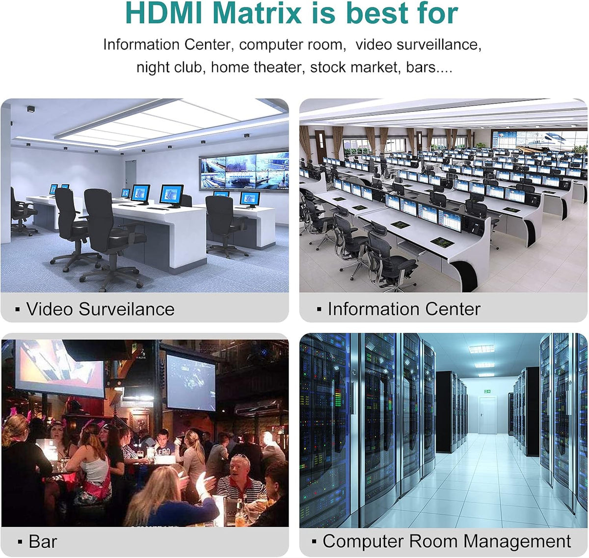 4x4 HDMI Matrix Switch 4 in 4 Out 4K@30Hz Rack Mount Switcher & Splitter F882