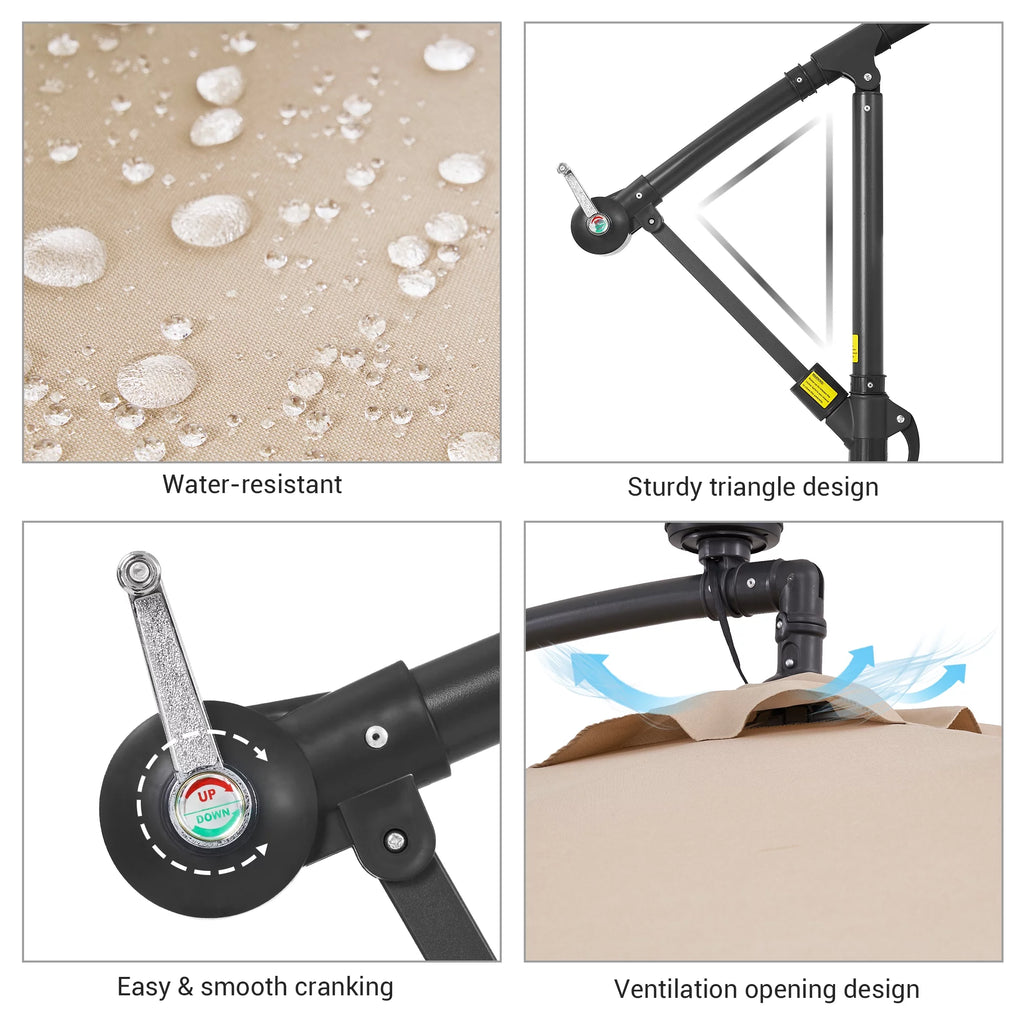 8.2 x 8.2ft LED Offset Hanging Umbrella with Base V579827