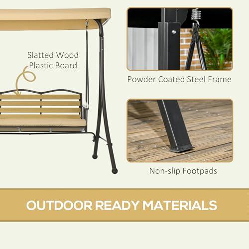 3-Seat Patio Swing Chair with Cushion and Canopy T91993