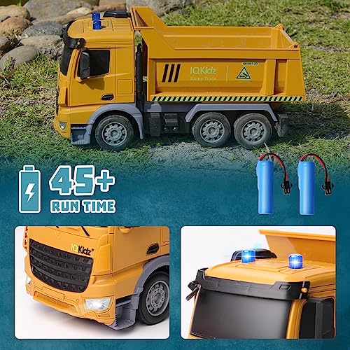 Remote Control Dump Truck Toy with Blue Warning Lights I5518