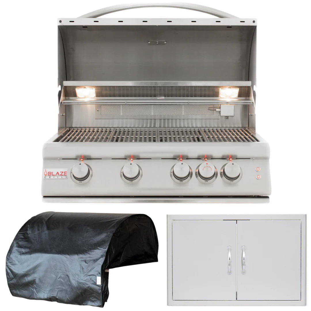 32 in. Propane Gas Grill 3 Piece Package P3415