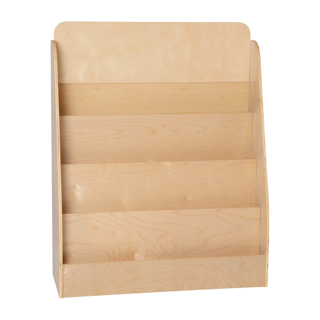 Natural Wood Book Storage Shelf with 4 Storage Slats E12454