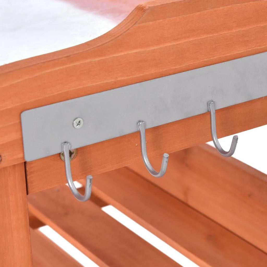 Wooden Potting Bench Work Station Table with Storage Shelf N794