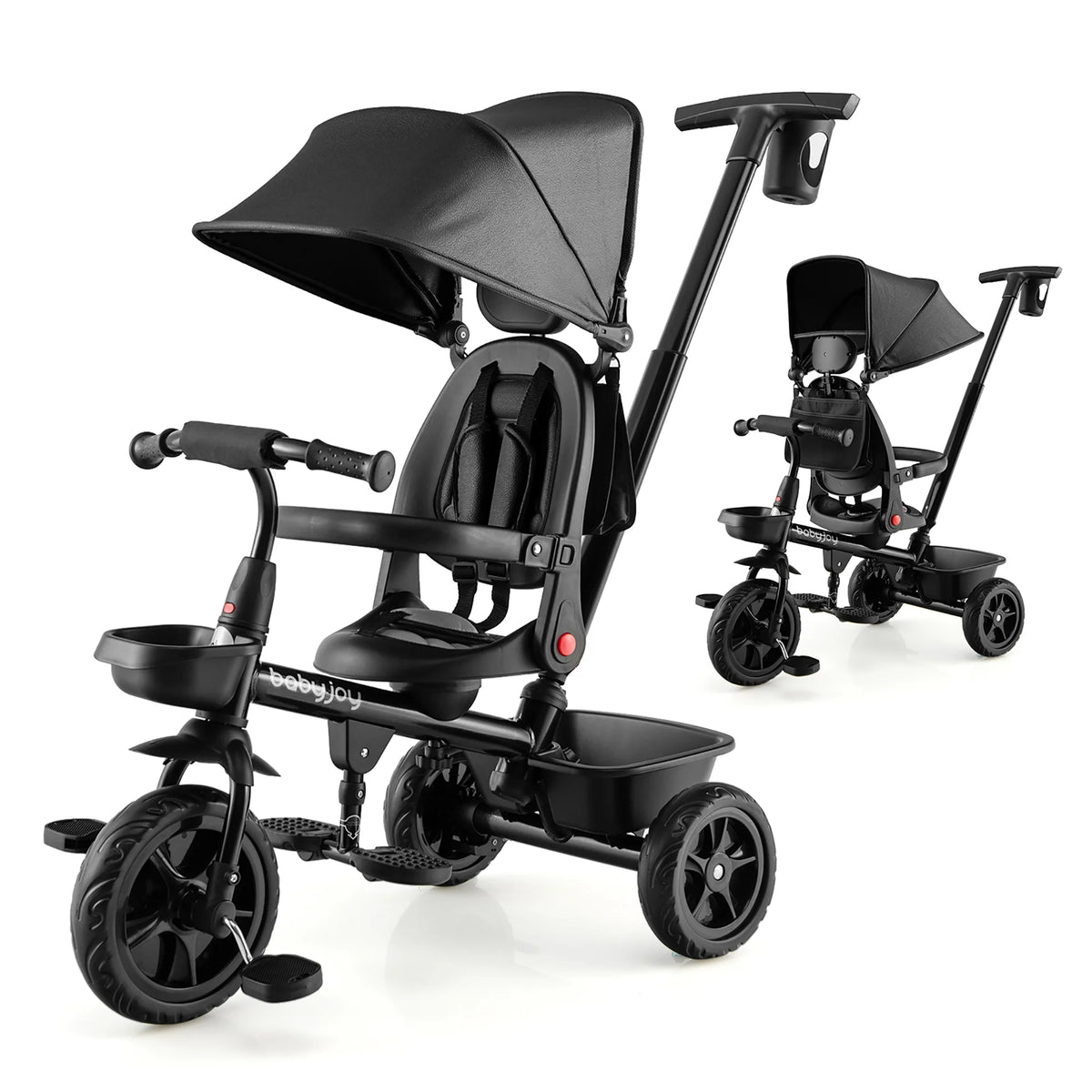 4-in-1 Toddler Tricycle with Adjustable Push Handle G6411