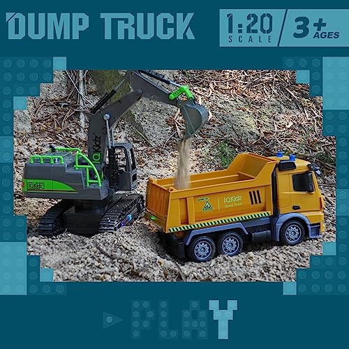 Remote Control Dump Truck Toy with Blue Warning Lights I5518