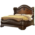 Brown Cherry Faux Leather Cal King Wingback Bed N493285