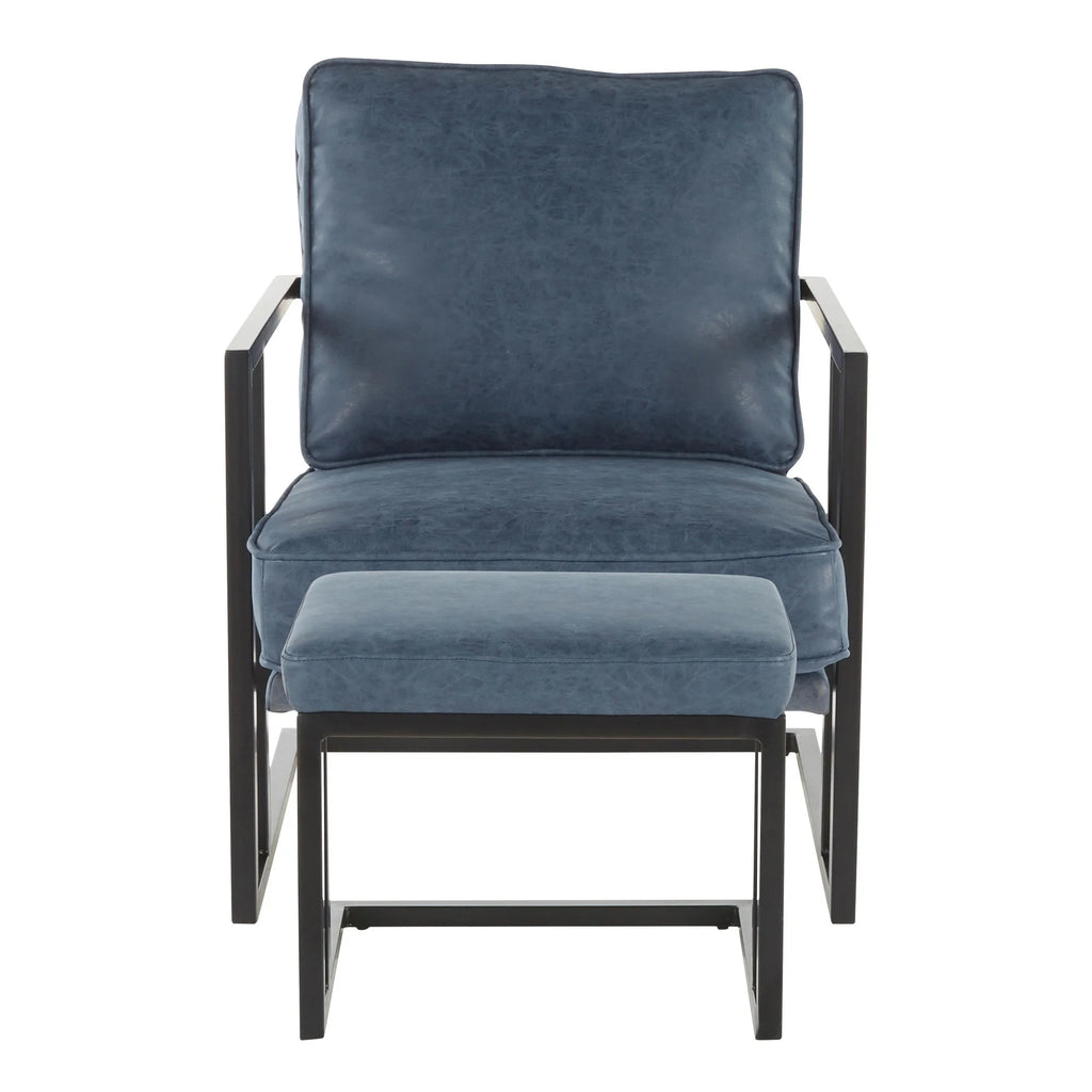 Black/Blue Lounge Chair And Ottoman Set T873921