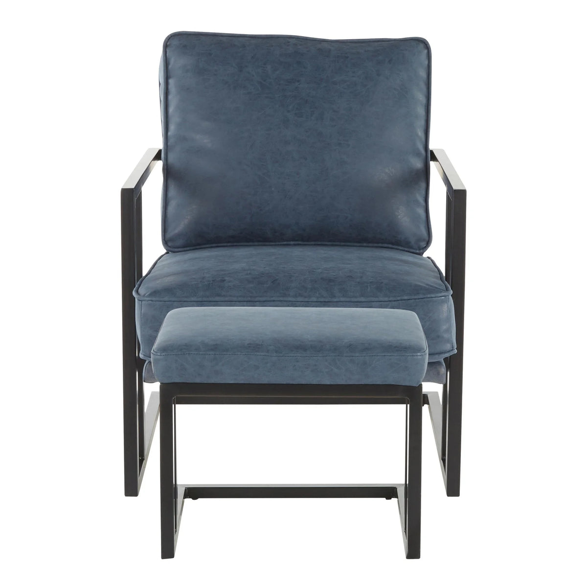 Black/Blue Lounge Chair And Ottoman Set T873921