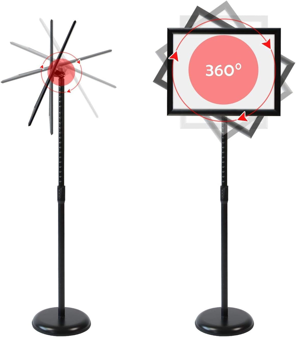 Heavy Duty Adjustable Aluminum Floor Standing Sign Holder, Black B633