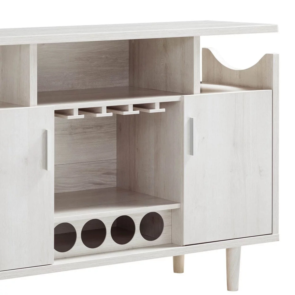 47 Inch Wood Wine Bar Cabinet with Stemware F395