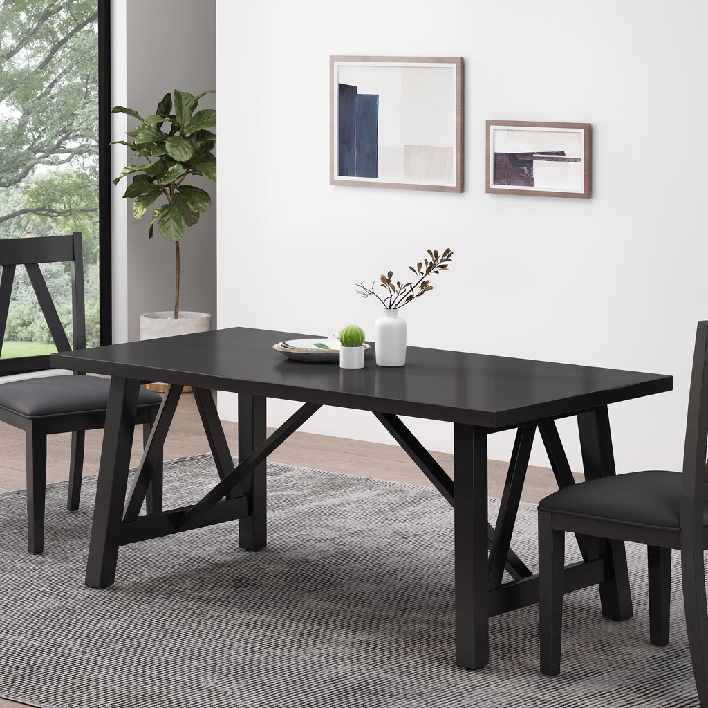 Black Farmhouse Wood Dining Table U4576