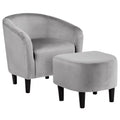 Gray Velvet Accent Chair with Ottoman H933
