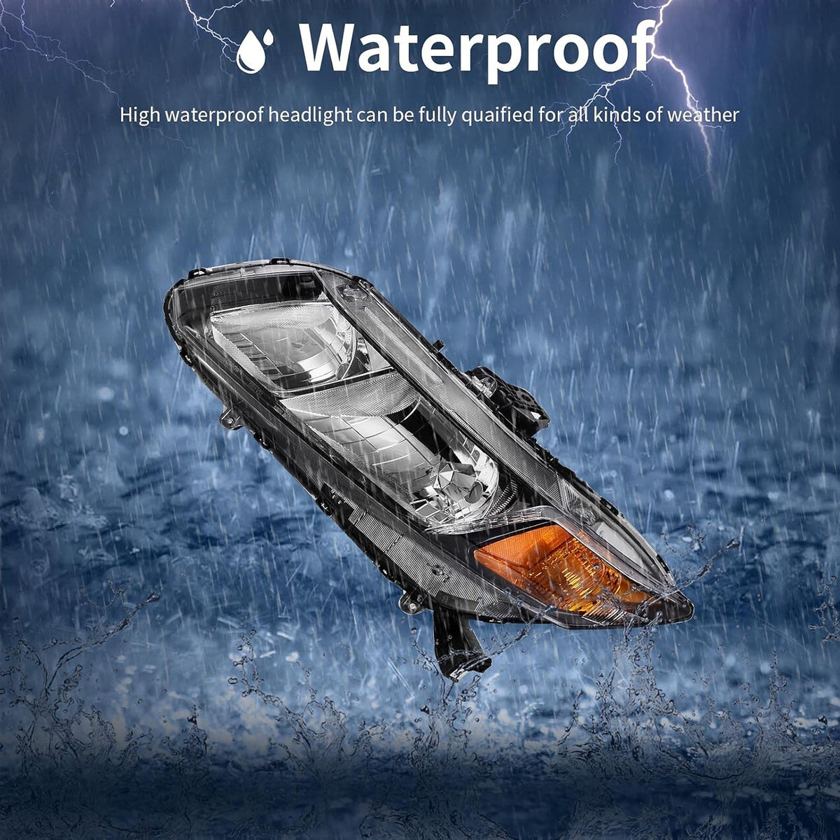 Headlight Assembly Compatible with 2012 2015 Civic Sedan 4-Door Coupe 2-Door Black Housing Amber Reflector Y169211