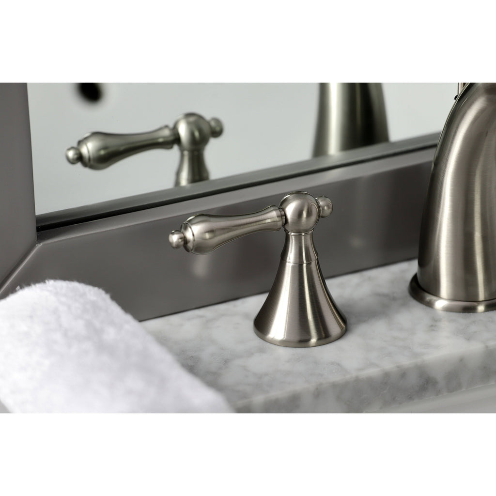 Brushed Nickel Widespread Bathroom Faucet with Brass Pop-Up J509492