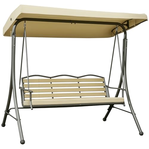 3-Seat Patio Swing Chair with Cushion and Canopy T91993