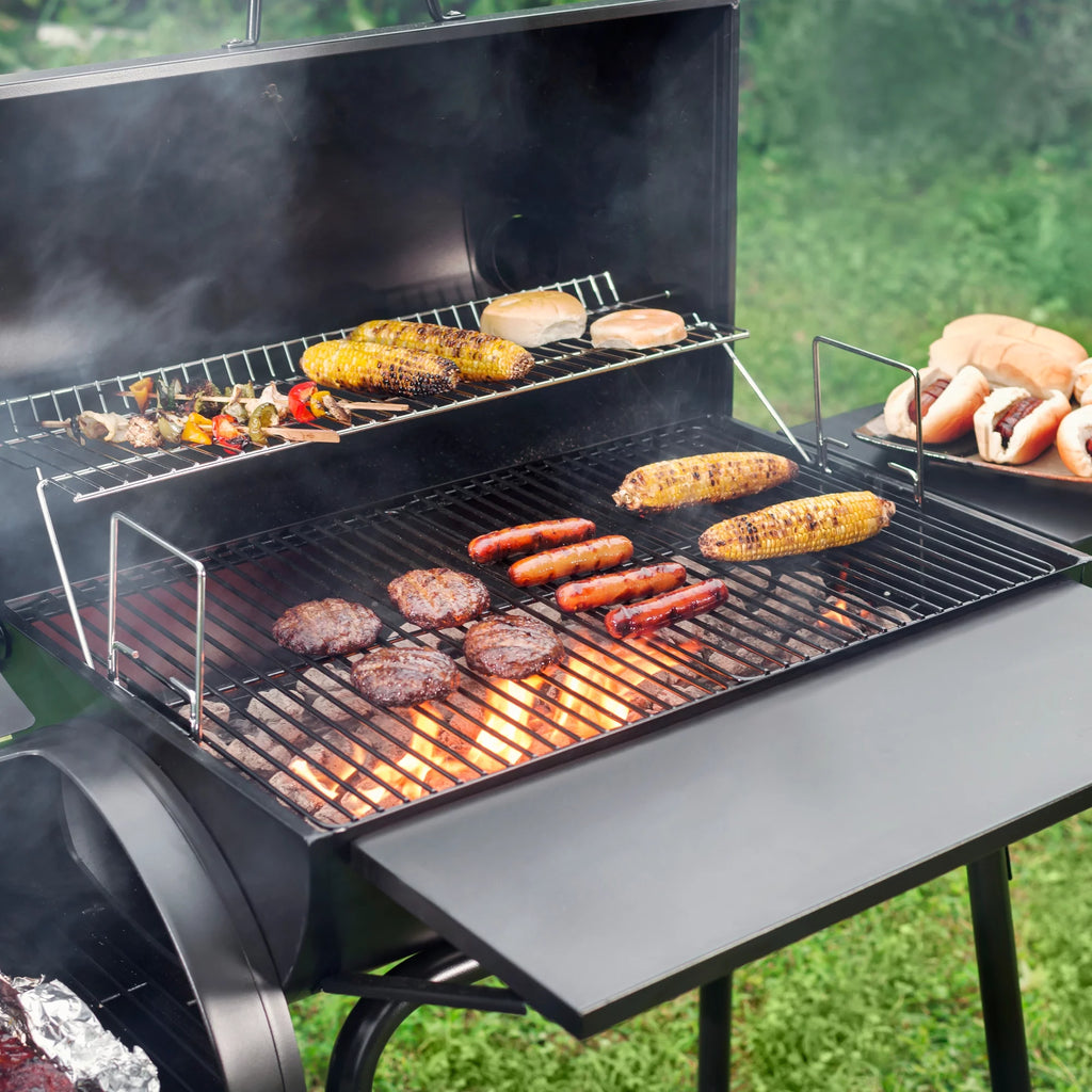 Steel Charcoal Grill with Offset Smoker D451