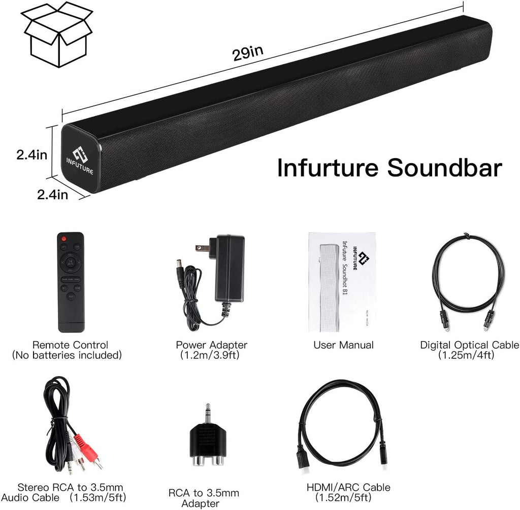 29-Inch TV Sound Bar with Subwoofer, Bluetooth 5.0 Speakers S10496