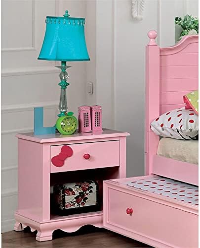 Pink Wood 1-Drawer Nightstand O92486