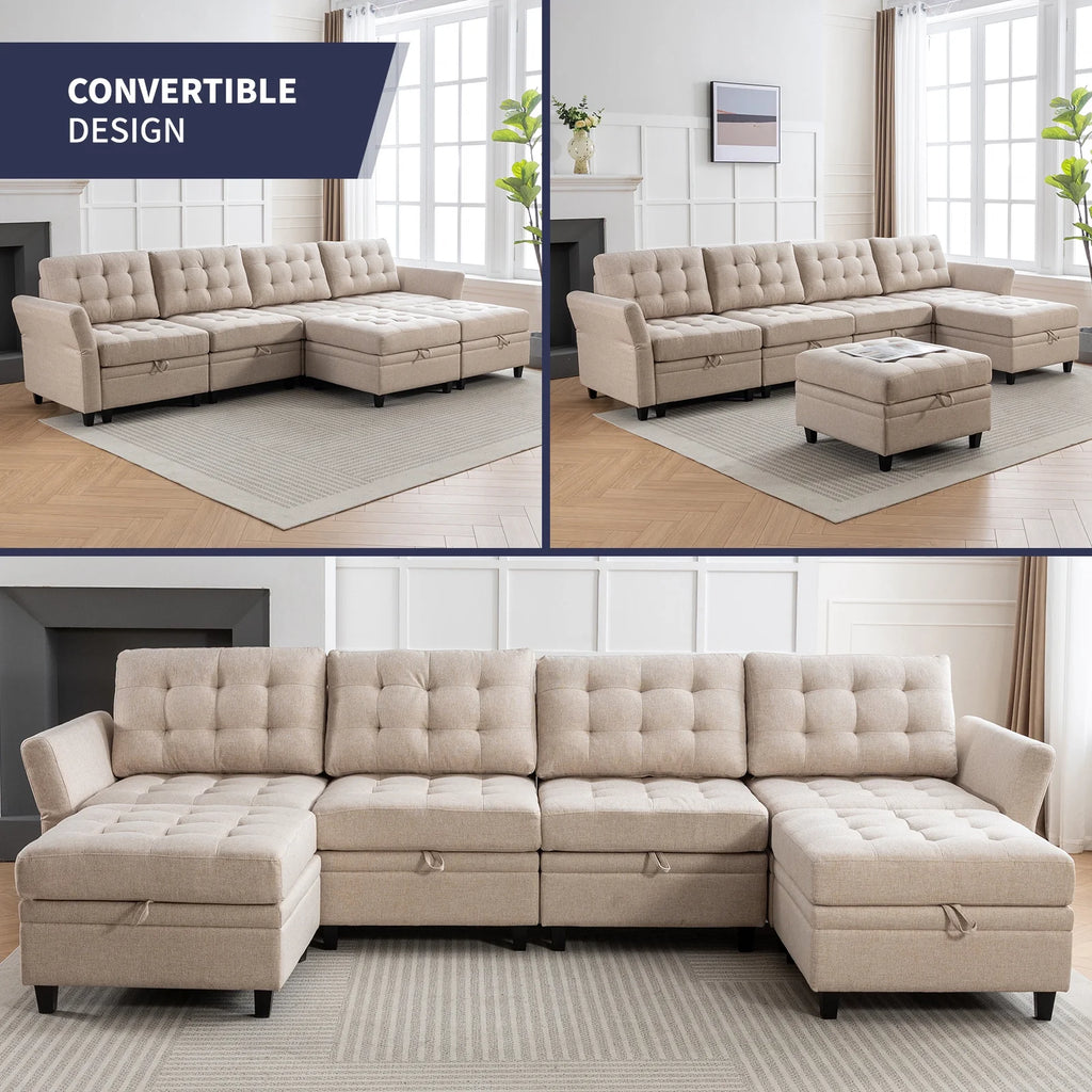 U/L Shaped Sectional Sofa Set with Storage Ottoman O3161