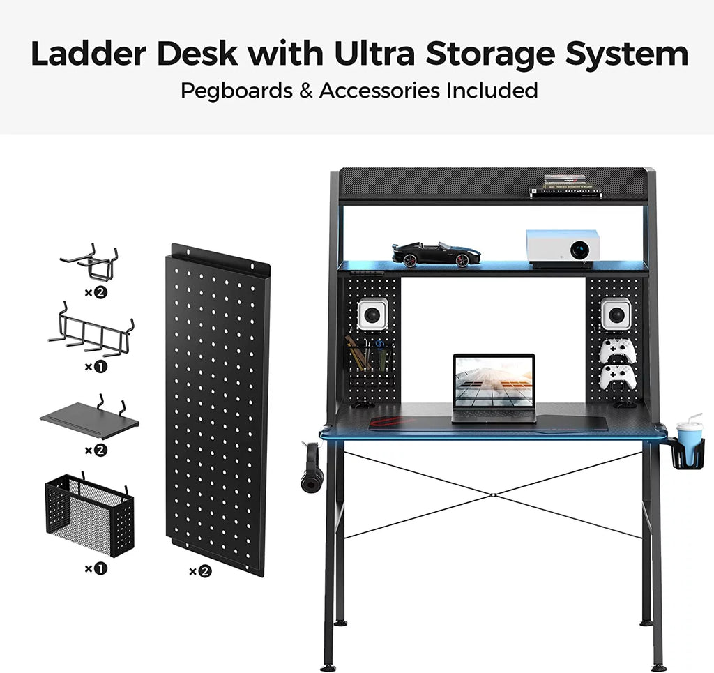 43'' Gaming Desk with Shelves K87307