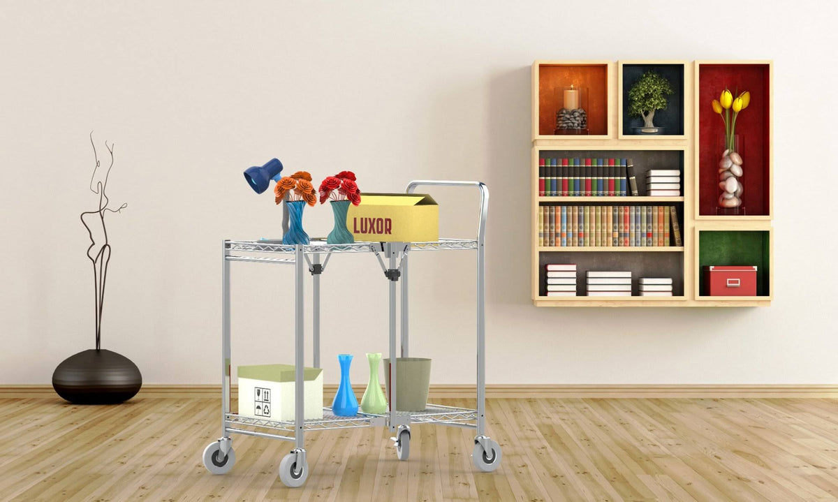 Two Shelf Collapsible Wire Utility Cart S7107