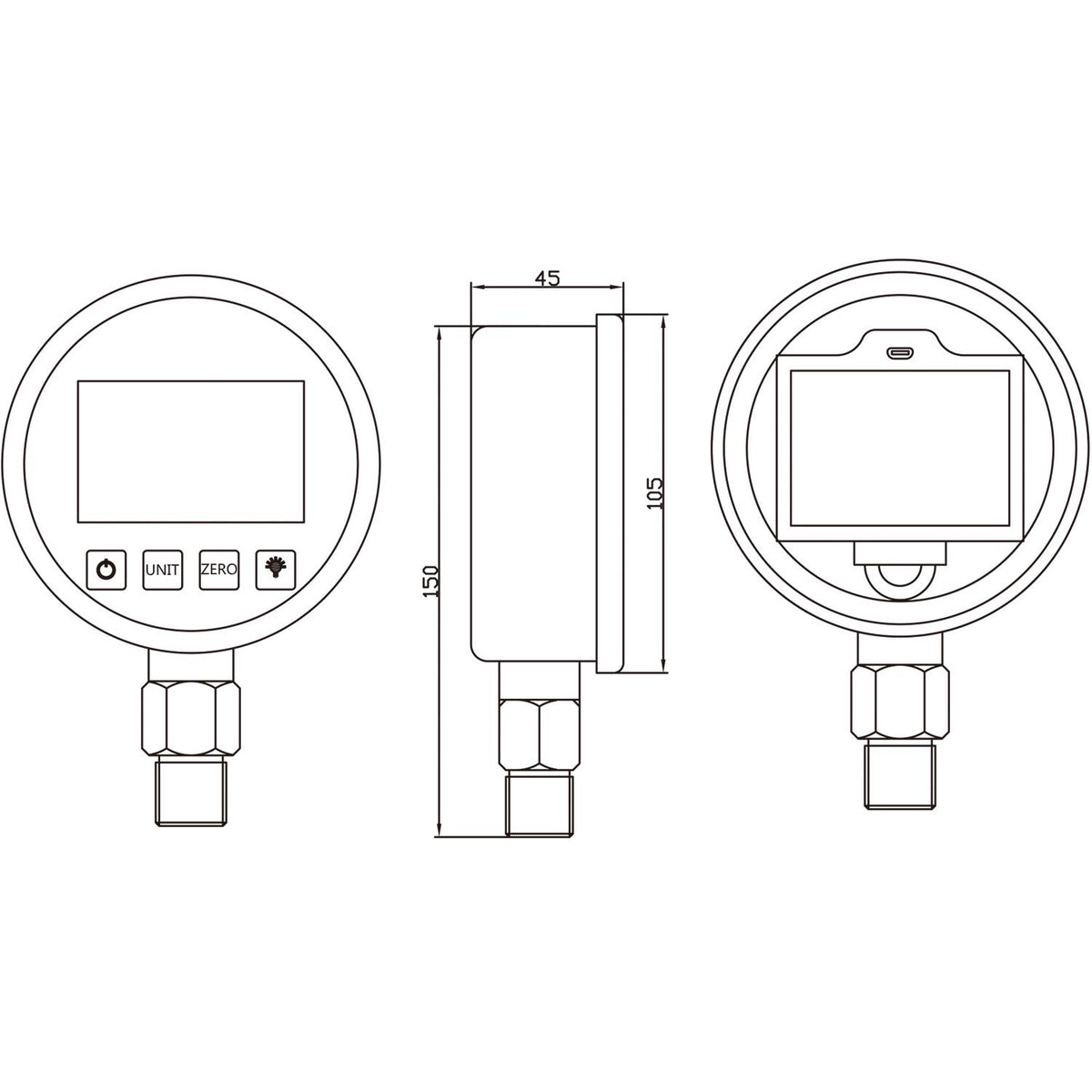 Digital Pressure Gauge 0-10000psi/bar, 1/4NPT, Stainless Steel Case R3603